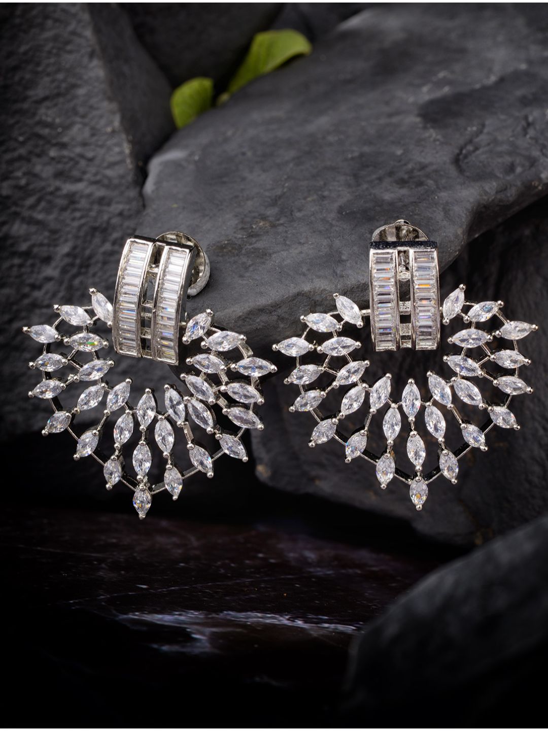 White Rhodium plated AD Heart studded handcrafted Heart shaped Earring for Women and Girls